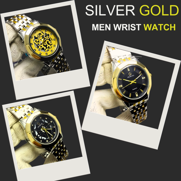Stainless Steel Diamond Cut Quartz Watch For Boys & Mens (random Dial Color And Random Strap Color))